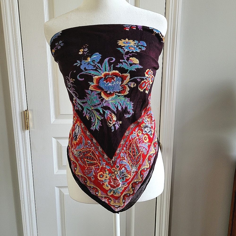 Vintage Challis by Berkshire Boho Scarf, 34 inches, Multicolored 100% Rayon